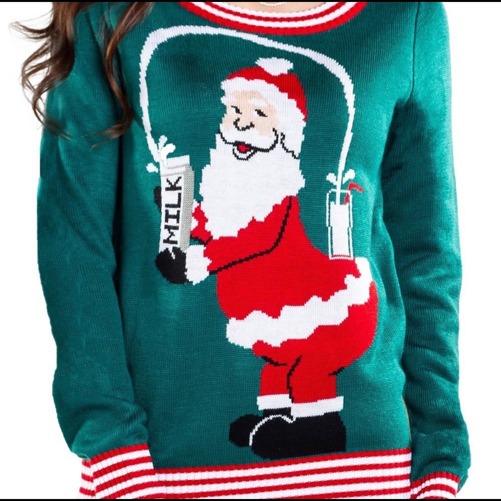 Tipsy Elves - Santa Christmas sweater - Green - Womans